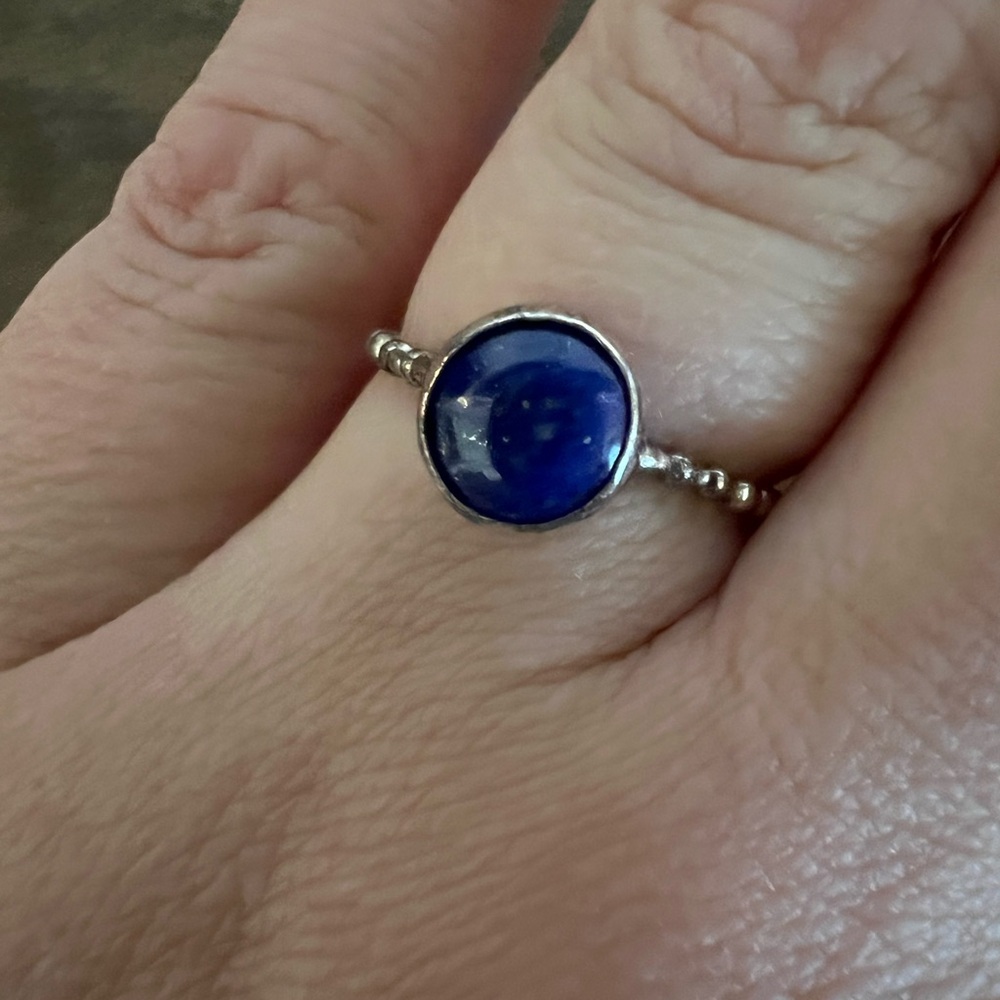Silver and kyanite ring